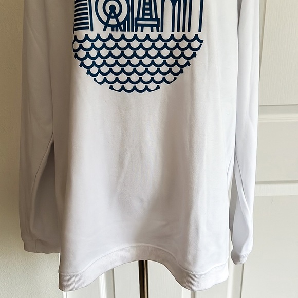 Oiselle Born and Raced Seattle White and Blue Crewneck Sweatshirt Womens Large - Picture 2 of 14